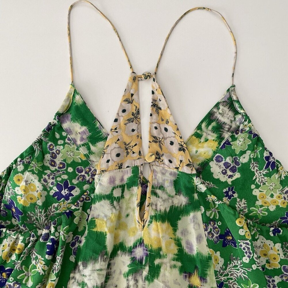 Vintage Rebecca Taylor Y2K Fairy Silk Tank Top Cami Kelly Green Yellow Boho 2 - Picture 7 of 12